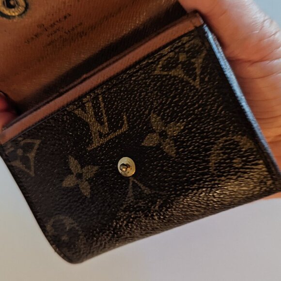 Louis Vuitton LV Authentic Brown Monogram Bi-Fold Coin Purse Designer Logo AS IS - Picture 2 of 10